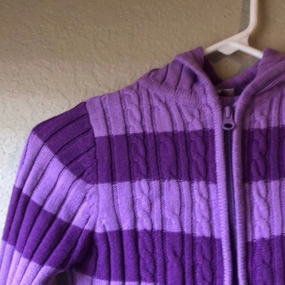 Girls Jacket Arizona Y2K Sweater Hoodie Jacket Purple Striped Zip Up Girls XL 6X - Picture 2 of 11